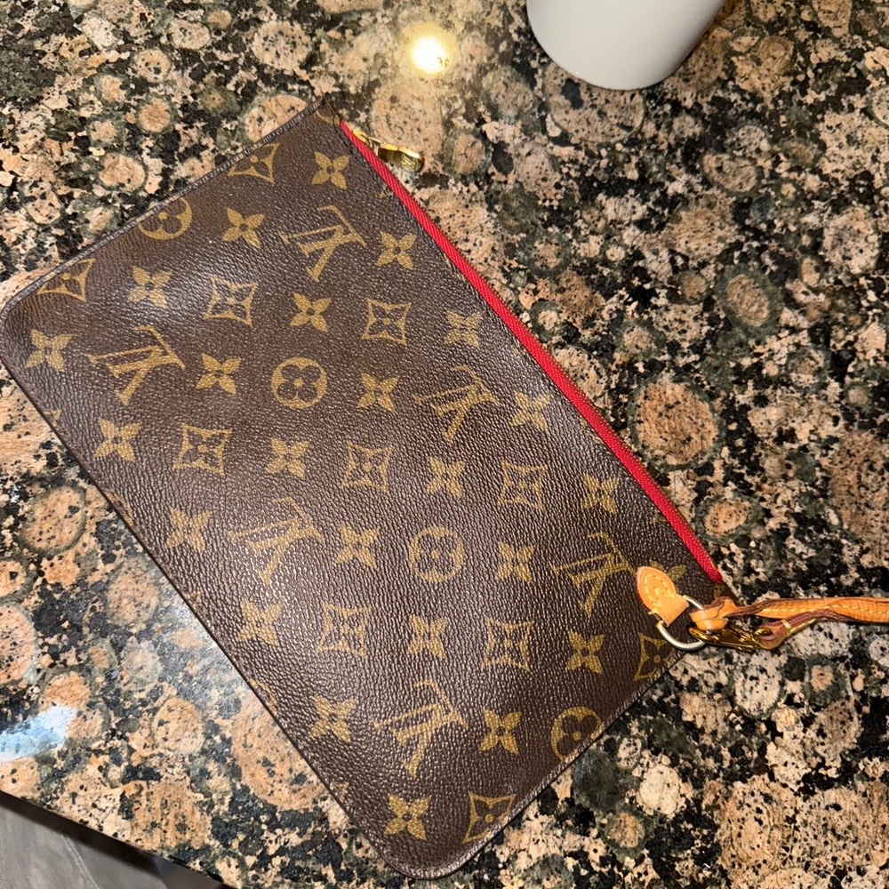 Louis Vuitton Monogram Pouch with Red Accent
